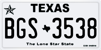 TX license plate BGS3538