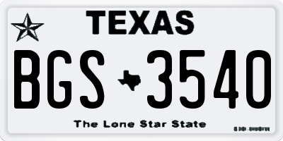 TX license plate BGS3540
