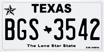 TX license plate BGS3542
