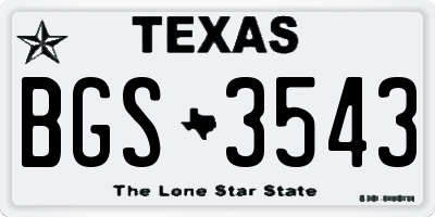 TX license plate BGS3543