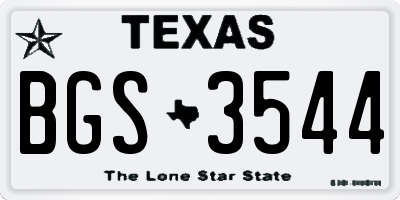 TX license plate BGS3544