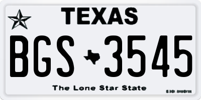 TX license plate BGS3545