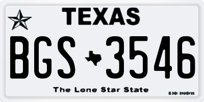 TX license plate BGS3546