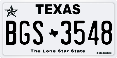 TX license plate BGS3548