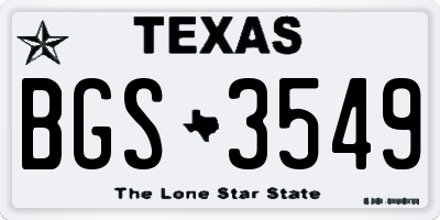 TX license plate BGS3549