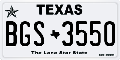 TX license plate BGS3550