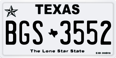 TX license plate BGS3552