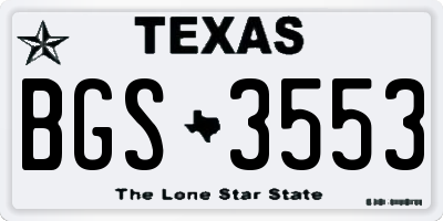 TX license plate BGS3553