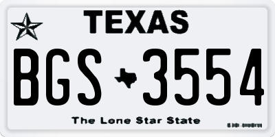 TX license plate BGS3554