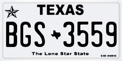 TX license plate BGS3559