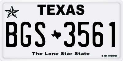 TX license plate BGS3561
