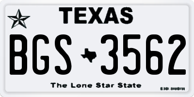 TX license plate BGS3562