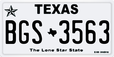 TX license plate BGS3563