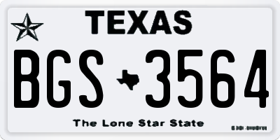 TX license plate BGS3564