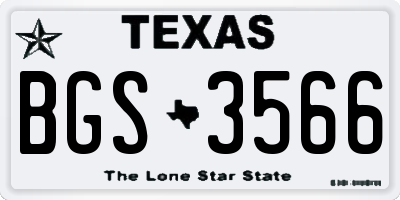 TX license plate BGS3566