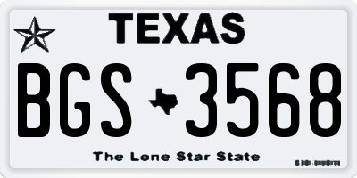 TX license plate BGS3568