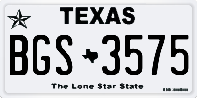 TX license plate BGS3575