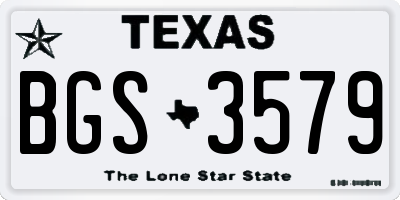 TX license plate BGS3579