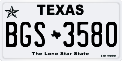 TX license plate BGS3580