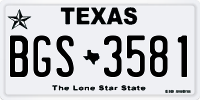TX license plate BGS3581