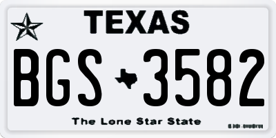 TX license plate BGS3582