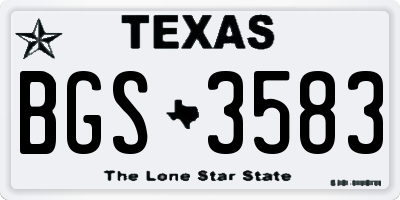 TX license plate BGS3583