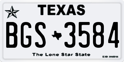 TX license plate BGS3584