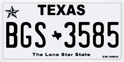 TX license plate BGS3585