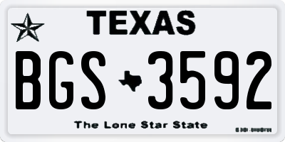 TX license plate BGS3592