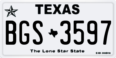 TX license plate BGS3597