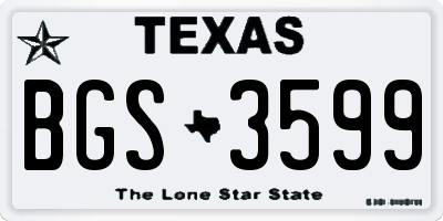 TX license plate BGS3599