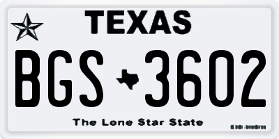 TX license plate BGS3602