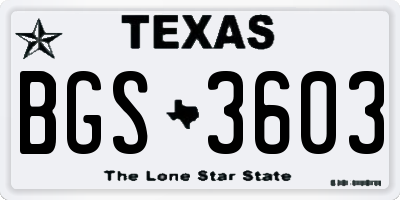 TX license plate BGS3603