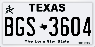 TX license plate BGS3604