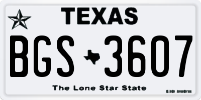 TX license plate BGS3607