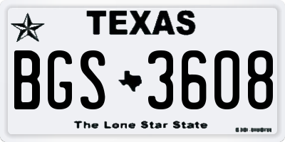 TX license plate BGS3608