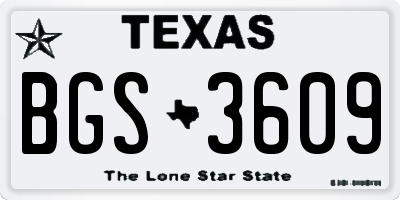 TX license plate BGS3609