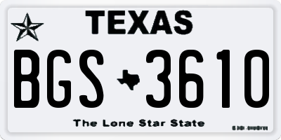 TX license plate BGS3610