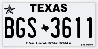 TX license plate BGS3611