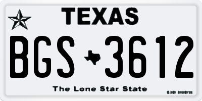 TX license plate BGS3612
