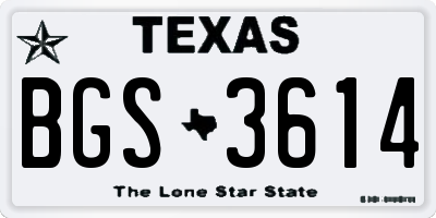 TX license plate BGS3614