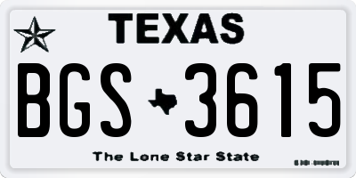 TX license plate BGS3615