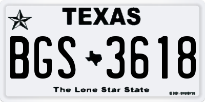 TX license plate BGS3618