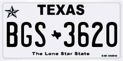 TX license plate BGS3620