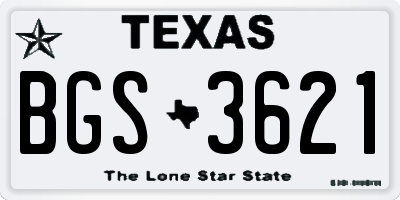 TX license plate BGS3621