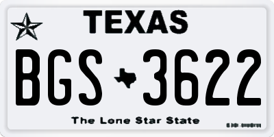 TX license plate BGS3622