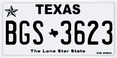TX license plate BGS3623