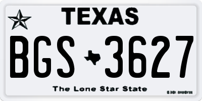 TX license plate BGS3627