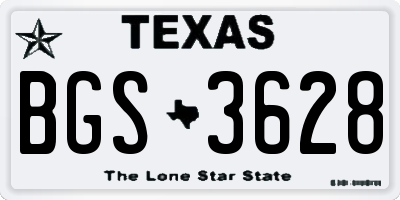 TX license plate BGS3628