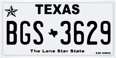 TX license plate BGS3629